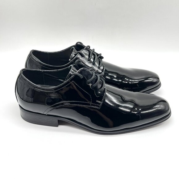 Florsheim Mens Size 7‎ Tuxedo Plain Toe Black Patent Leather Oxfords Dress Shoes - Picture 1 of 12